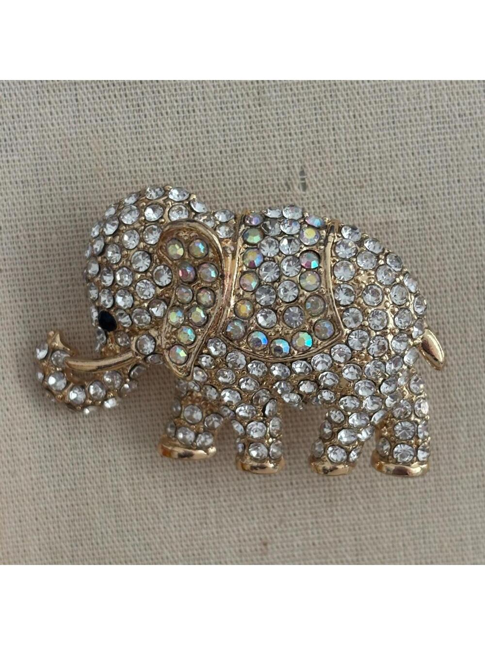 Gold and Silver Elephant Brooch